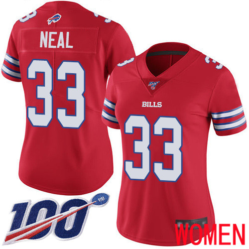 Women Buffalo Bills #33 Siran Neal Limited Red Rush Vapor Untouchable 100th Season NFL Jersey